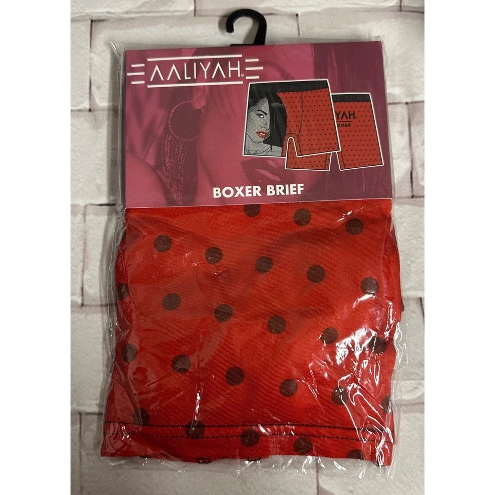 Aaliyah Princess of R&B‎ Boxer Briefs Red Polka Dot Mens Size L
